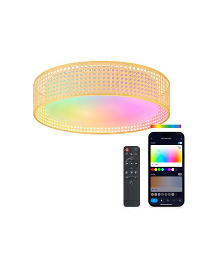 KSIX, Bohemia SmartLED stropna svjetiljka, Rattan dizajn, 3W zvučnik,RGBIC + CCT