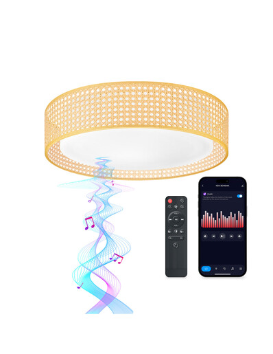 KSIX, Bohemia SmartLED stropna svjetiljka, Rattan dizajn, 3W zvučnik,RGBIC + CCT