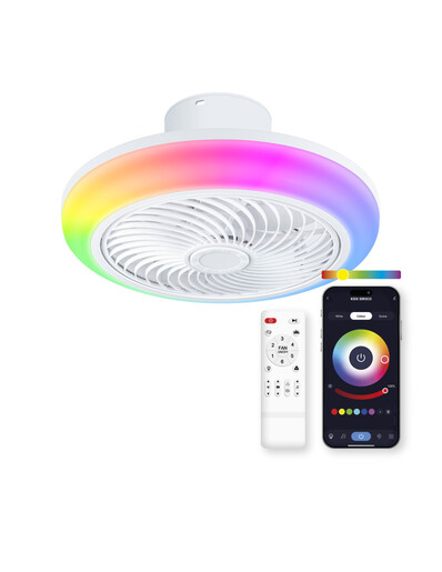 KSIX, Siroco ventilator s osvjetljenjem i glazbom, Tuya, 46 cm, 6 brzina, 3000lm