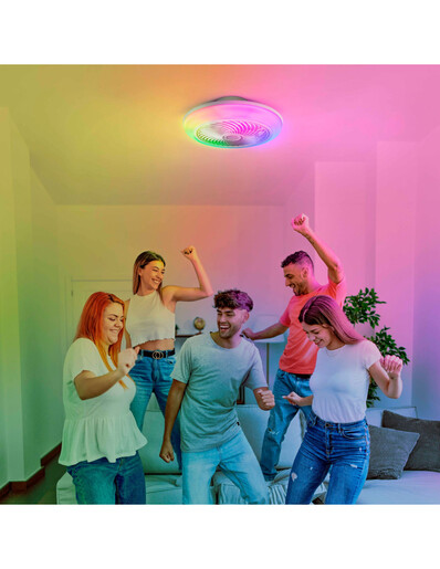 KSIX, Siroco ventilator s osvjetljenjem i glazbom, Tuya, 46 cm, 6 brzina, 3000lm