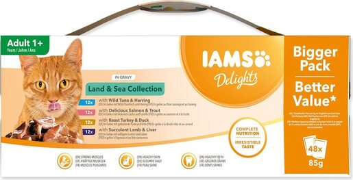 IAMS Delights Cat Adult multipack 4080g (48x85g), četiri okusa