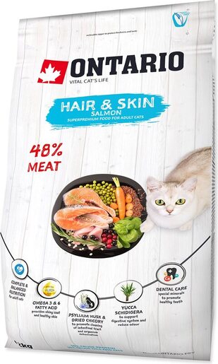 Ontario Cat Adult Hair & Skin 2kg, losos