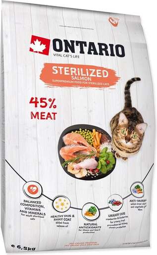 Ontario Cat Sterilised 6,5kg, losos