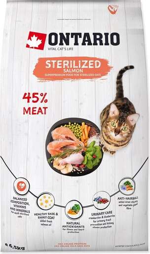 Ontario Cat Sterilised 6,5kg, losos
