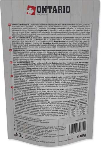 Ontario vrećica Cat 80g, tuna i losos