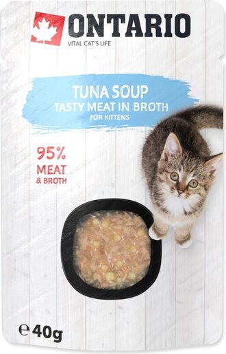 Ontario Cat Adult 40g, juha s komadićima tune, rižom i povrćem