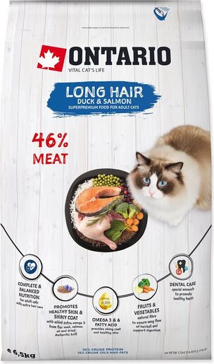 Ontario Cat Adult Longhair 6,5kg, pačetina i losos