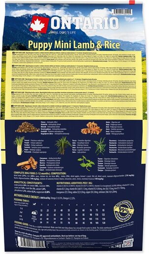 Ontario Puppy Mini Breed 6,5kg, janjetina i riža