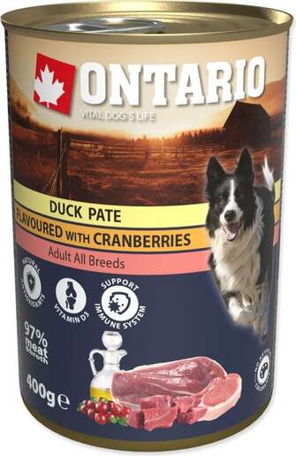 Ontario konzerva Adult 400g, pačetina s brusnicama