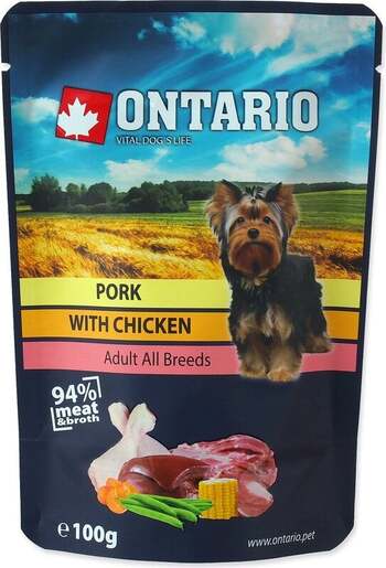 Ontario vrećica Adult Dog 100g, svinjetina i piletina
