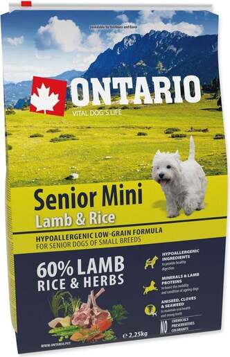 Ontario Senior Mini Breed 2,25kg, janjetina i riža