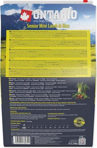 Ontario Senior Mini Breed 2,25kg, janjetina i riža