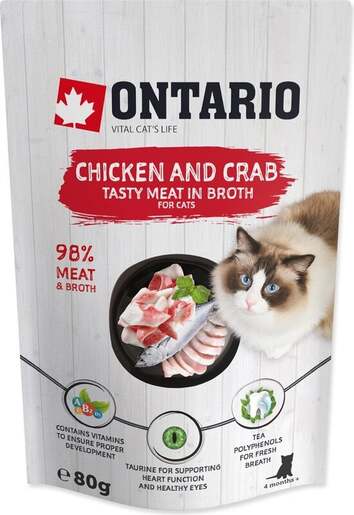 Ontario vrećica Cat 80g, piletina i rak