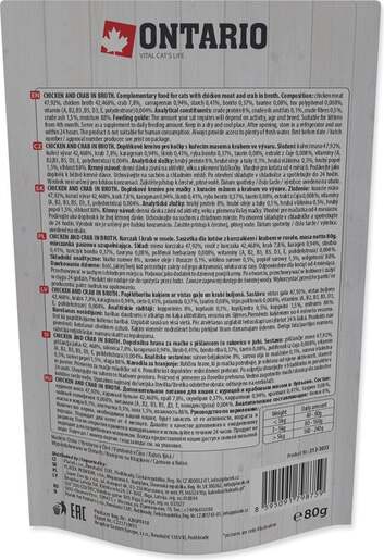 Ontario vrećica Cat 80g, piletina i rak