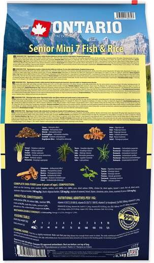 Ontario Senior Mini Breed 6,5kg, riba i riža