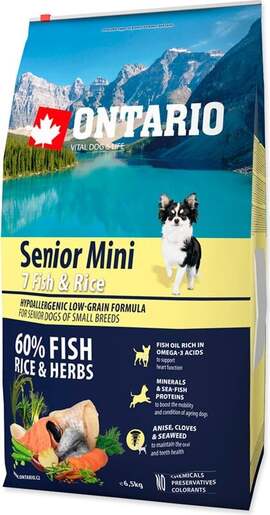 Ontario Senior Mini Breed 6,5kg, riba i riža