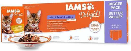 IAMS Delights Adult Cat Land & Sea Collection multipack 4080g (48x85g), četiri okusa