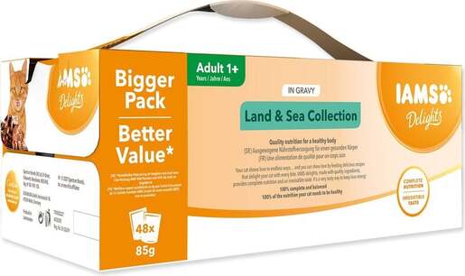 IAMS Delights Adult Cat Land & Sea Collection multipack 4080g (48x85g), četiri okusa