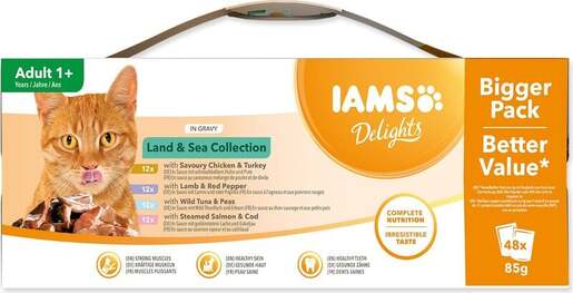 IAMS Delights Adult Cat Land & Sea Collection multipack 4080g (48x85g), četiri okusa