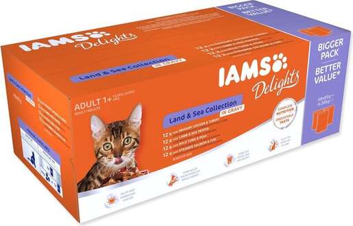 IAMS Delights Adult Cat Land & Sea Collection multipack 4080g (48x85g), četiri okusa