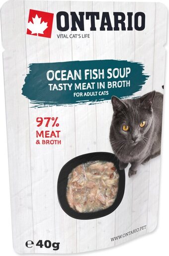 Ontario Cat Adult 40g, juha s komadićima oceanske ribe