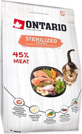 Ontario Cat Sterilised 2kg, losos