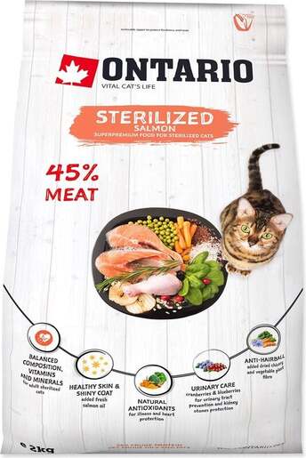 Ontario Cat Sterilised 2kg, losos