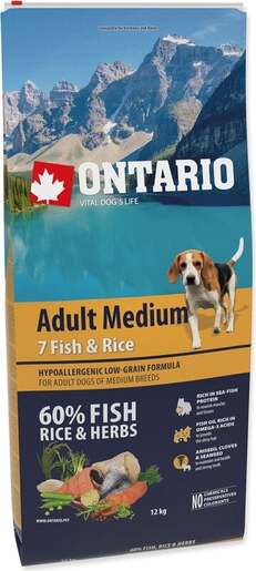 Ontario Adult Medium Breed 12kg, riba i riža