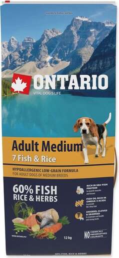 Ontario Adult Medium Breed 12kg, riba i riža