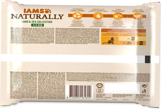 IAMS Naturally Cat Adult Land & Sea Collection 4x85G, četiri okusa