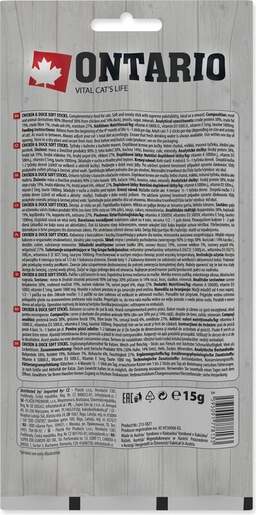 Ontario Cat poslastica 3x5g, piletina i pačetina