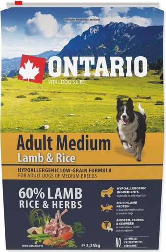 Ontario Adult Medium Breed 2,25kg, janjetina i riža