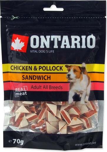 Ontario Dog poslastica 70g, sendvič, piletina i crni bakalar