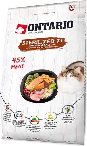 Ontario Senior Cat Sterilised 7+ 2kg, piletina i losos