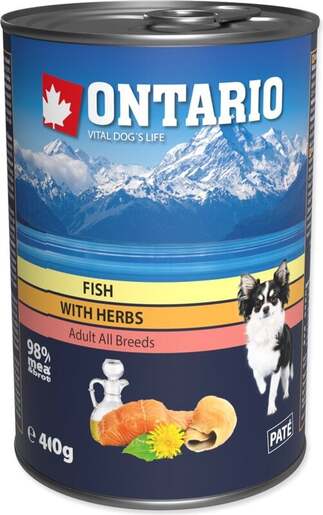 Ontario konzerva Adult Dog 400g, riba, začini i ulje lososa