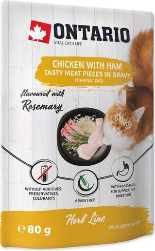 Ontario vrećica Adult Cat 80g, piletina i šunka