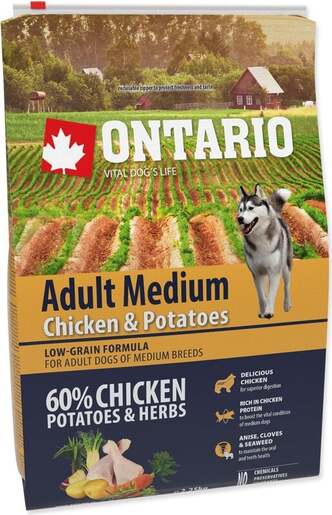 Ontario Adult Medium Breed 2,25 kg, piletina i krumpir