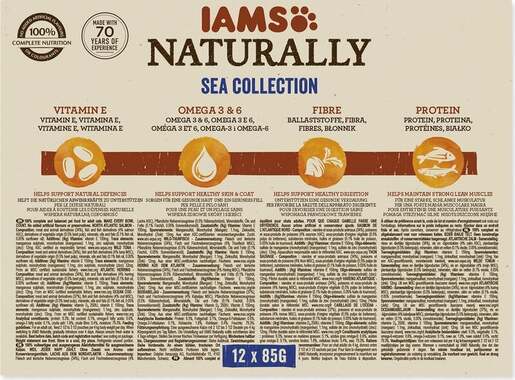IAMS Naturally Adult Cat Sea Collection 12x85g, četiri okusa