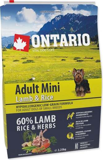 Ontario Adult Mini Breed 2,25kg, janjetina i riža