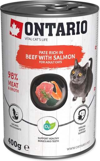 Ontario konzerva Adult Cat 400g, govedina i losos
