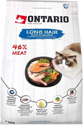 Ontario Cat Adult Longhair 2kg, pačetina i losos