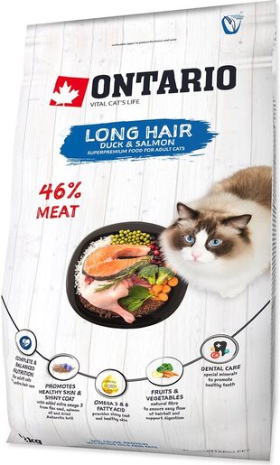 Ontario Cat Adult Longhair 2kg, pačetina i losos