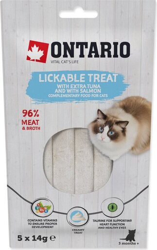 Ontario Cat poslastica 5x14g, tuna i losos