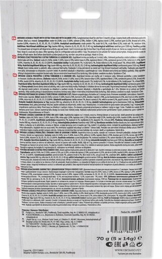 Ontario Cat poslastica 5x14g, tuna i losos