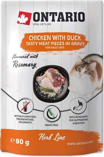 Ontario vrećica Adult Cat 80g, piletina i pačetina