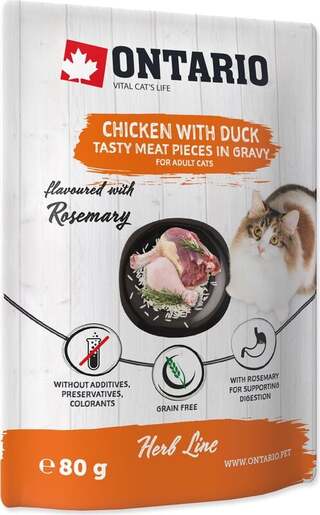 Ontario vrećica Adult Cat 80g, piletina i pačetina