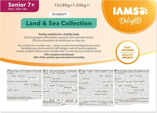 IAMS Delights Senior multipack 1020g (12x85g), dva okusa