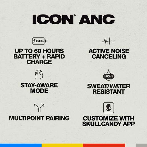 Skullcandy Icon ANC Wireless On-Ear slušalice, Bone/Orange