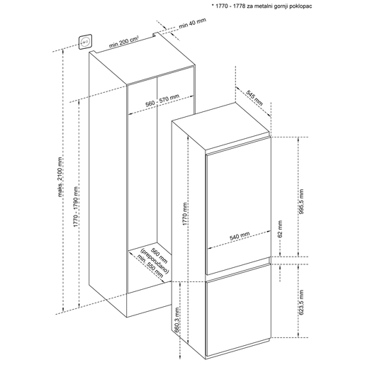 Končar hladnjak UHC542764DVN