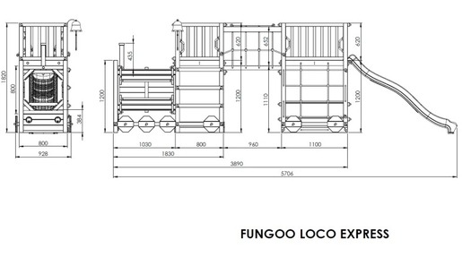 Fungoo drveno dječje igralište LOCO EXPRESS set